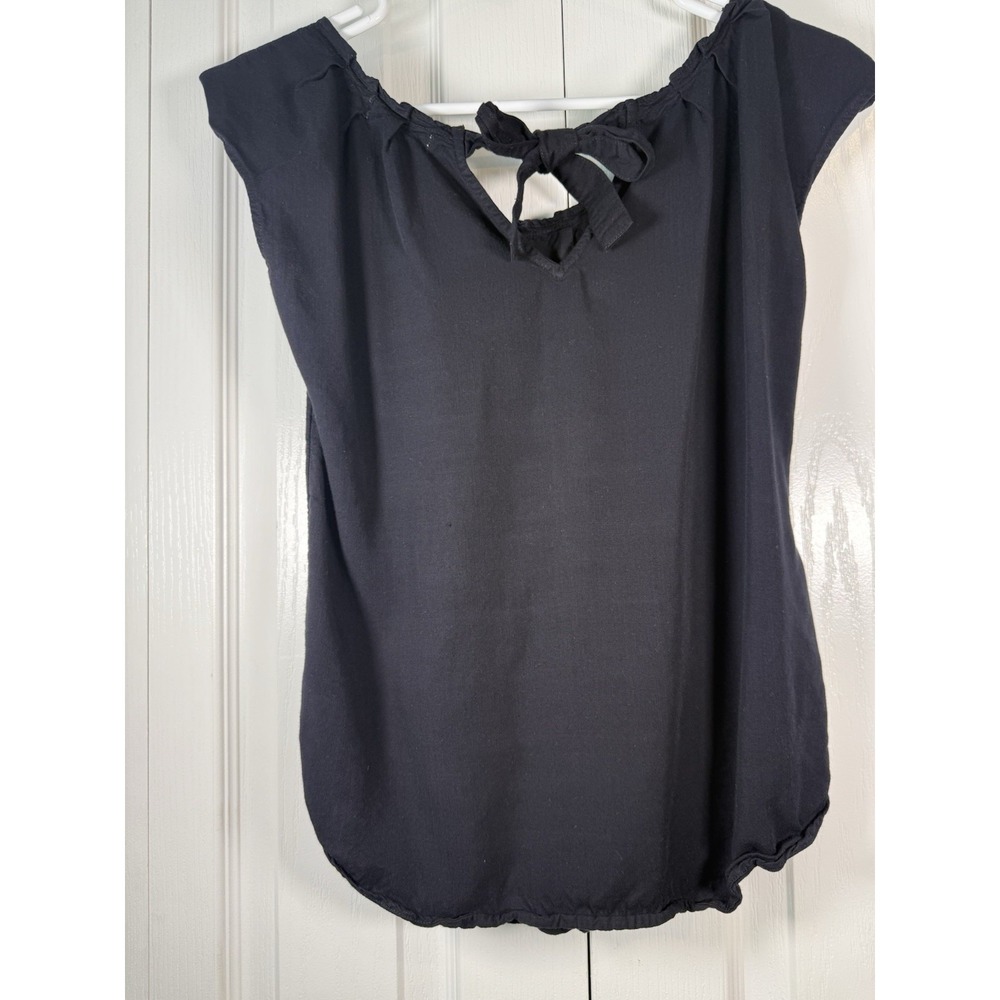 LC Lauren Conrad Black Cap Sleeve Top XS Tie Back Casual‎ Blouse Stretch